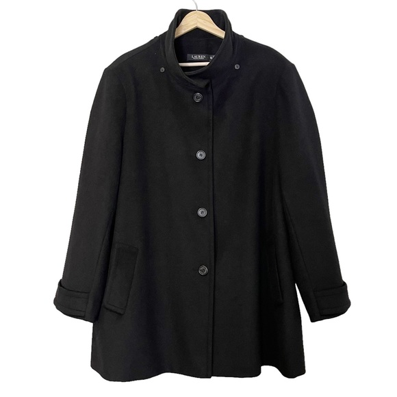 Lauren Ralph Lauren Jackets & Blazers - Lauren Ralph Lauren Womens Wool Blend Mock Neck Black Winter Coat Size XXL